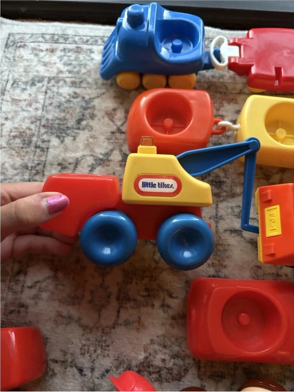 Vintage Little Tikes Play Toys Set Helicopter, Gas Truck, Trains, Tow Trucks